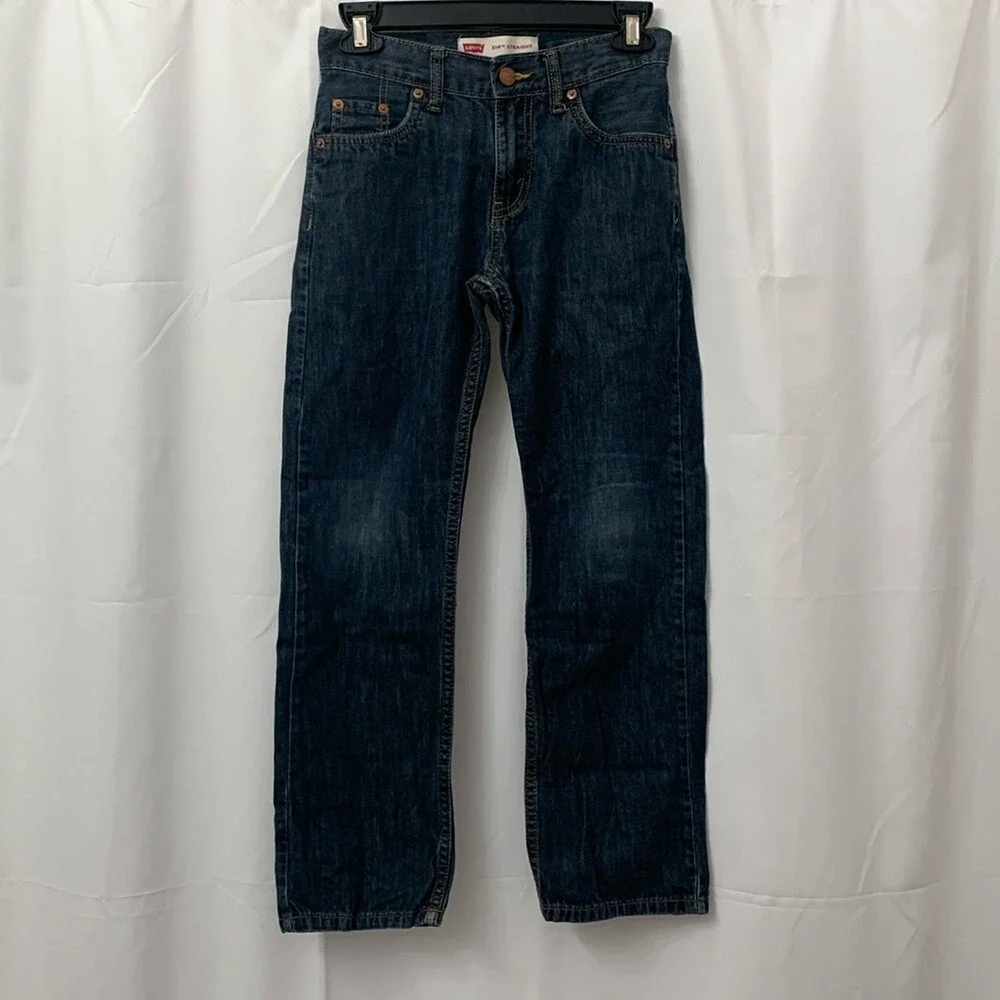 Levis 514 Straight Leg Boys Jeans Dark Wash Denim Size 12 Regular 26x26 Blue‎